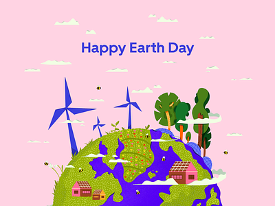 Happy Earth Day colors earth earth day earth day illustration earth illustration illustration illustrator nature nature illustration ui unity with nature