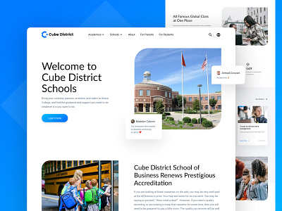 Home page - Cube District school application college cube education home page landing page learn school student web website