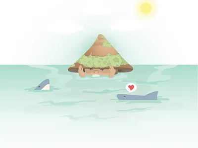 Another Day adobe illustration adobe illustrator illustraor illustration ocean sharks simple sun vector vector art vector artwork