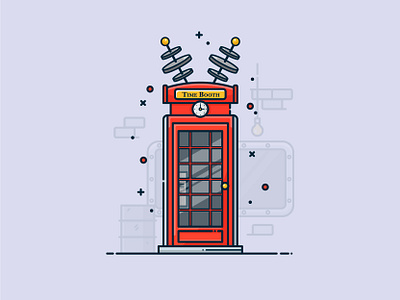 England Phone Time Booth digital illustration england flat design icon illustration illustrator london phone booth simple design time machine vector vector art