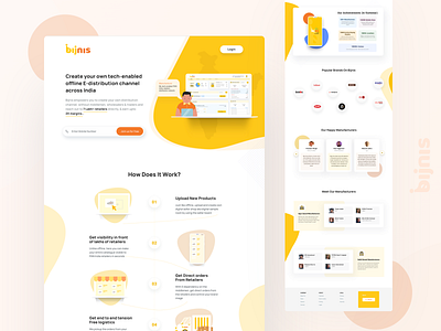 Redesigned Landing page of Bijnis b2b business dashboard design home page design homepage how does it wok landing page design testimonial web ui design webdesign website website design