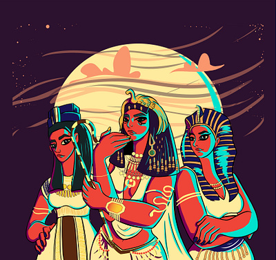 Ancient Egypt's queens artwork characterdesign design digital art digital painting illustration illustrator photoshop vectorart