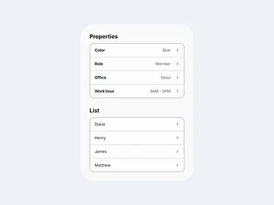 Lists component list option settings ui