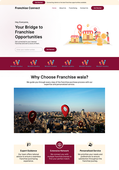 Franchise connect Landing Page