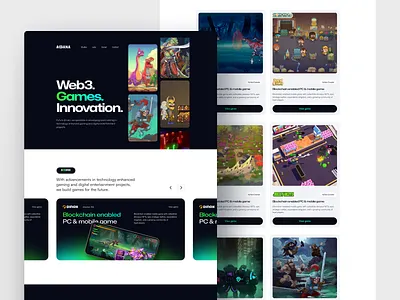 Website for Web3 Games design agency games inspiration landing page ui ux web 3 design web design web3 website