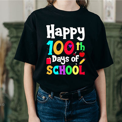 Happy 100th day of school 2025 100 day of school T-Shirt branding design graphic design illustration logo ts tshirt typography vector