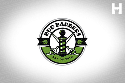 Bud Barbers Vector Logo Template 420 barber shop barbers barbershop bold bud cannabis branding cannabis logo vintage weed