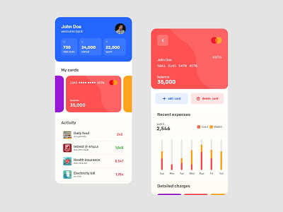 Credit card expenditure tracking card design clean clean design clean ui color palette colorful credit credit card design simple clean interface simple design user experience user interface ux