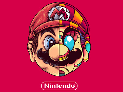 Mario Time art artwork drawing eggzoo geometric illustration illustrator mario bros nintendo tshirt design