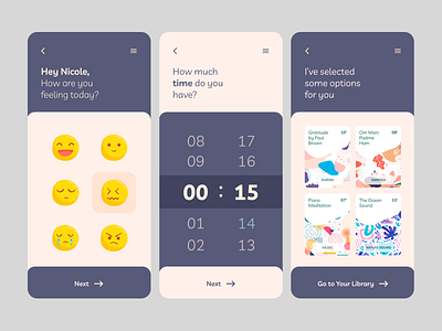 Meditation App Concept UI Mobile Interface 01/02 app design clean interface collect ui diary app journal journal app journaling app meditation meditation app mobile mobile app mood track muzli ui design uidesign user interface ux ui ux design