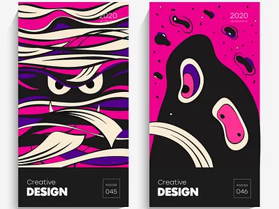 Bright abstract art illustration abstract artwork banner brochure design creative design curves design illustration monster poster