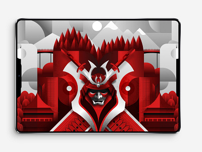samurai wallpaper apple art illustration illustrator ipad japamese samurai screen sketch swipe sword symbol wallpaper