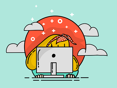 Works!Thinline flat illustration hand drawn illustrator thinline uiux