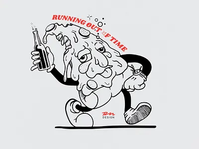 Pizza Time illustration beer bite booze broken cartoon cheese clock crust design draw drawing drink illustration out pepperoni responsibly running time walk walking