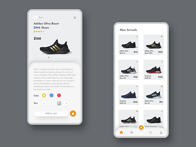 Adidas App design adidas app adobe illustrator adobe xd adobexd app app ui blackandwhite design ecommerce app homepage minimalist neumorphism soft ui ui ux