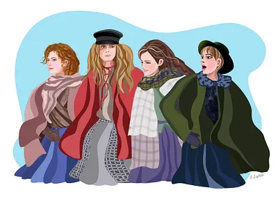 Little Women 🎞 bookillustration character character design digital art digitalillustration digitalpaiting film poster flatart flatillustrator girls illustraion ipadproart kidlitart kidsillustration littlewomen vector vector art vectorillustrator women