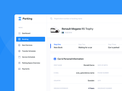 Airport Parking - Booking Details 🚘 admin panel airport automotive b2b booking car crm dashboad parking parking app parking lot product design rent saas transport transportation ui ux user interface web web design