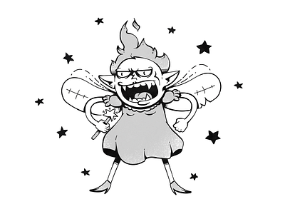Charming Little Fairy bw characters charming fairy fairy tale illustration monochrome vector