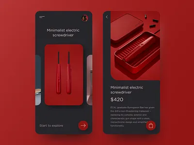 Minimalist Electric Screwdriver app application ecommerce interaction interface ios mobile product design product page shop store ui ux