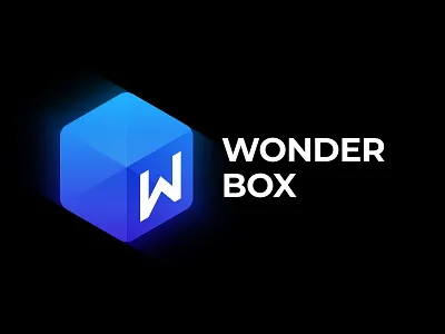 Wonder Box Logo band blue box branding icon logo symbol w logo