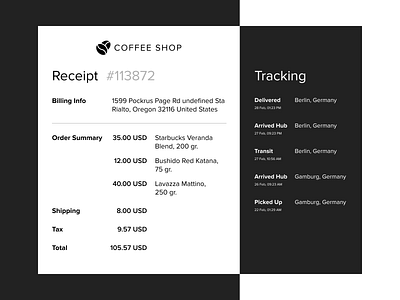 Email Receipt — daily UI 017 concept daily daily 100 challenge daily ui dailyui design flat mail mail receipt receipt summary tracking ux web