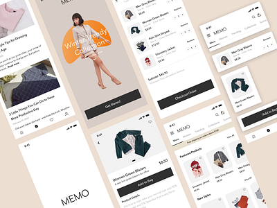 Memofashion UI app app design application brand branding design design app designer designs fashion app mobile mobile app mobile app design mobile design mobile ui ui ux web design