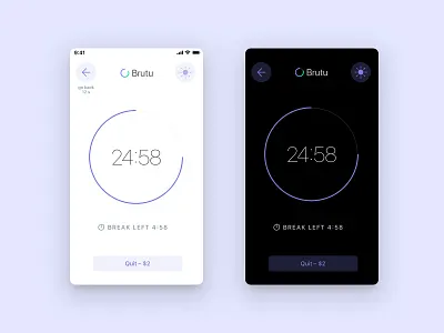 Brutu light and dark modes dark dark mode light light mode money pomodoro time timer ui ux visual design