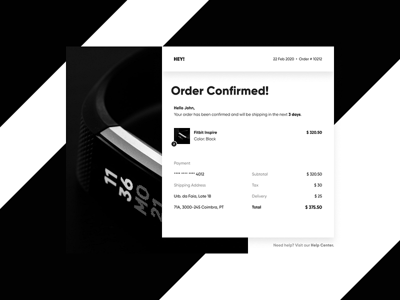 Daily UI Challenge #017 - Email Receipt daily 100 challenge dailyui e commerce ecommerce email email receipt figmadesign fitbit order receipt website