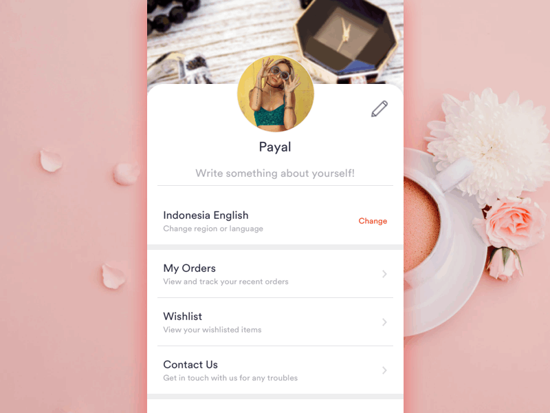Profile android animation app browse design ecom fashion ios profile profile page shopping ui ux visual