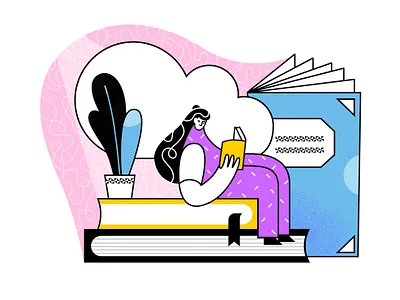 Literature fan 2d adobe illustrator book books cartoon character design flat flat style illustartion illustration literature literature fan read reading textured trendy vector woman woman reading