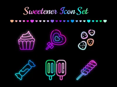 Sweetener Icon Set blue candy candy icons colorful cupcakes cute girly gradients green heart ice cream icon icon set icons lolipop pink purple rainbow sweets