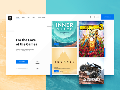 Epic Games Store - minimal widget clean ecommerce epic games game games library modern pc steam store ui design ui ux web website widget