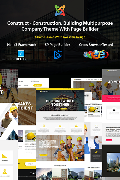 Construct - Construction, Building Joomla Template bootstrap business construction constructor corporate creative drag and drop helix joomla theme multipurpose page builder portfolio responsive sp page builder