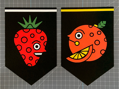 Fruit Felt Banners banners craft felt illustration orange strawberry vectorart