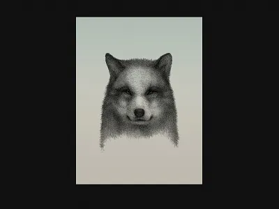 wolf black and white design dotwork fineliner graphic illustration