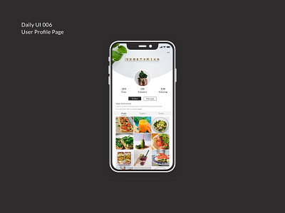 Daily UI 006 User Profile Page dailyui dailyuichallenge design foodie mobile design mobile ui ui vegetarian