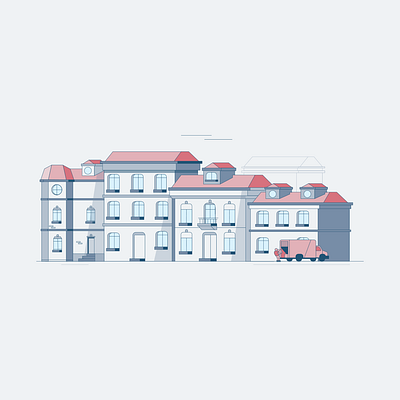 Arnhem Street Illustration buildings car digital flat flatdesign houses simplistic street