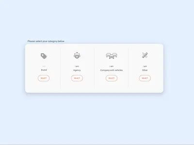 Select Category Concept - default state agency card design category page cta button design ui ui design user interface ux web