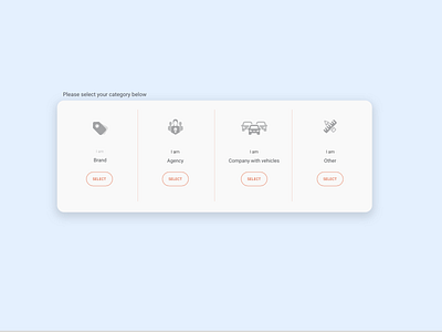 Select Category Concept - default state agency card design category page cta button design ui ui design user interface ux web