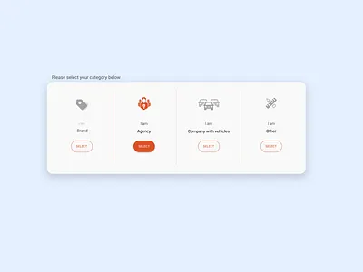 Select Category Concept - active state card design card ui category page cta button design ui user interface ux web