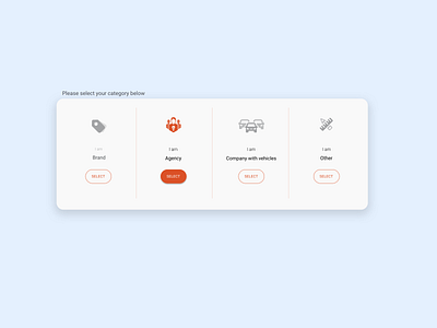 Select Category Concept - active state card design card ui category page cta button design ui user interface ux web