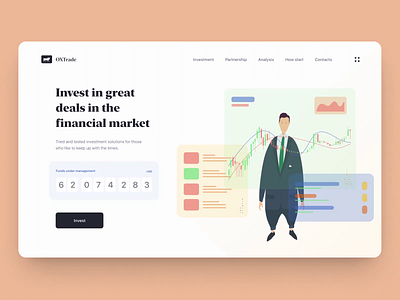 OXTrade colorful design illustration landing motion trade ui uiux web website white