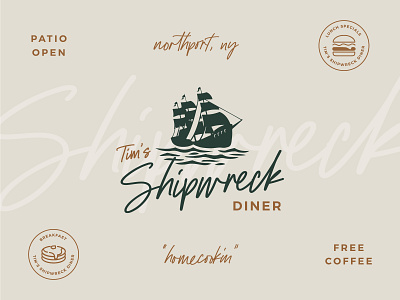 Tim's Branding Elements brand branding branding design coffee diner icons iconset logo long island marine northport ny ocean pancakes sea sea town ship shipwreck town vector