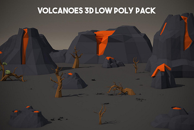 Volcanoes 3D Low Poly Pack 3d game assets gamedev low poly low poly lowpoly lowpolyart mountain volcano