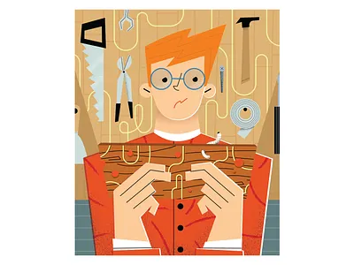 editorial - Should I worry about woodworm in my garage? character conceptual editorial editorial design editorial illustration garage newspaper tools wood woodworm