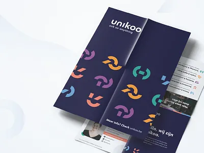 Unikoo branding material blue branding branding and identity design green logo orange rebranding white yellow