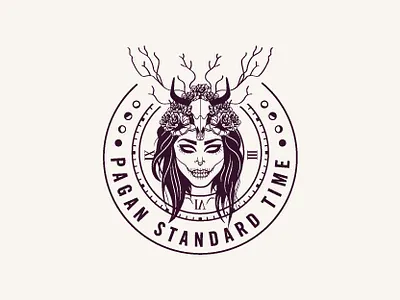 GOTHIC GODDESS LOGO DESIGN bohemian boho bull floral goddess gothic logo logo artist logo design logo designer logo designing modern moon pagan professional logo skull skull logo time