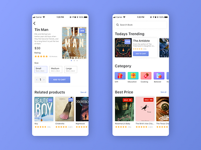 Book Store App app book design mobile store ui ui ux