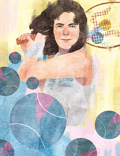 Billie Jean King editorial editorial illustration illustrated portrait illustration portrait portrait illustration sports tennis