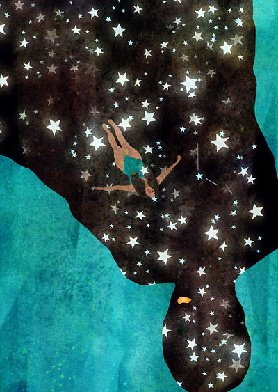 The Trick book illustration dreamy editorial illustration love poem stars